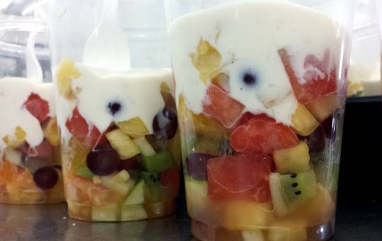 Breakfast fruit salad with yoghurt