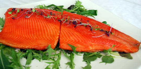 Hot manuka smoked salmon